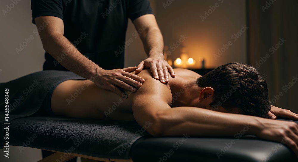 Man Receiving Massage Therapy for Relaxation and Muscle Relief at Spa
