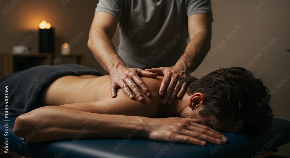 Man Receiving Back Massage at Spa for Relaxation and Wellness