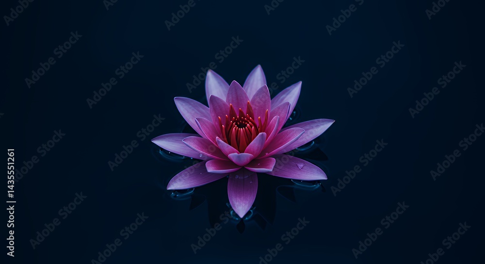 Pink Lotus Flower Floating on Dark Water a Peaceful Reflection