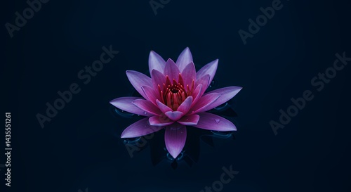 Obraz na płótnie Pink Lotus Flower Floating on Dark Water a Peaceful Reflection w salonie