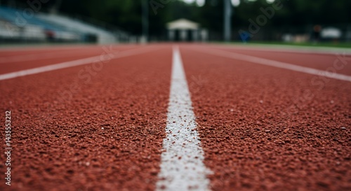 Obraz na płótnie Running Track Perspective with Red Surface and White Line Detail w salonie