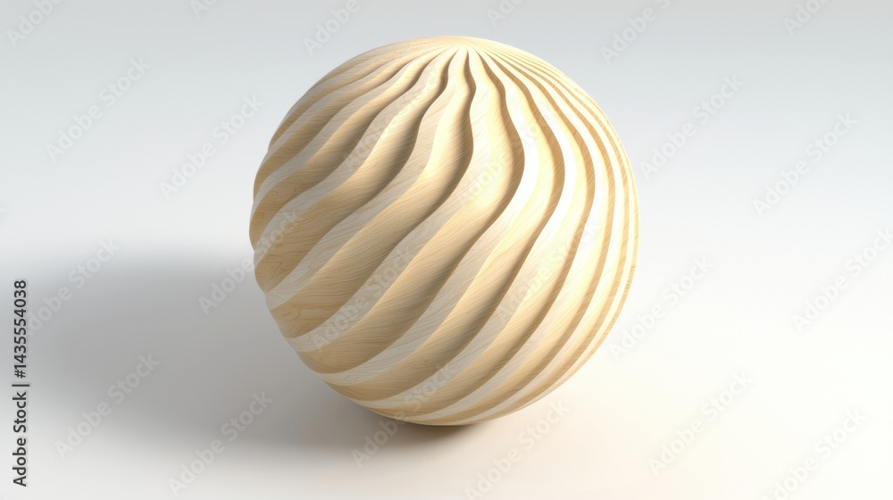 A light brown, egg-shaped object with a wavy pattern on its surface.