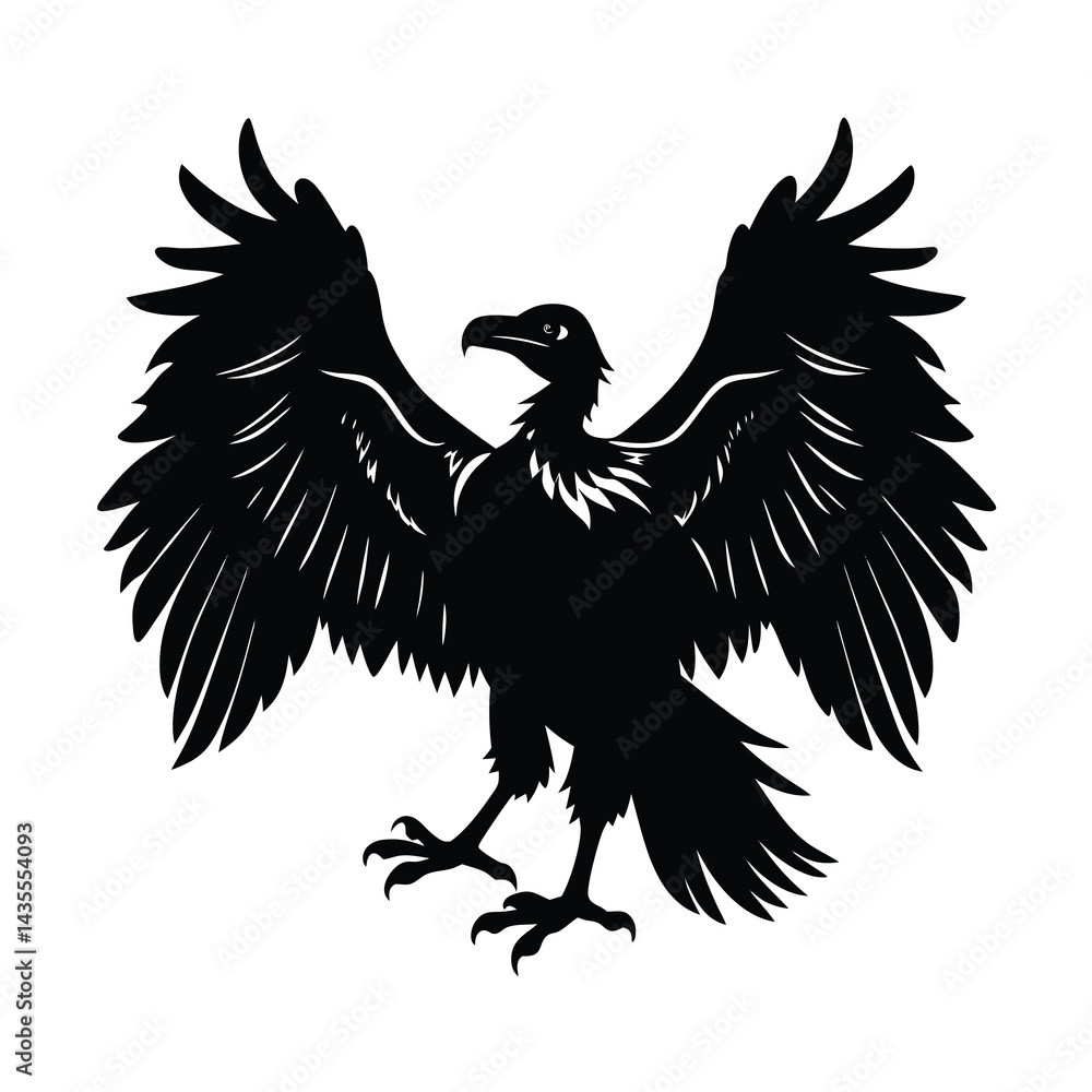 Obraz premium Vultures Vector Silhouette Dynamic Pose with Sharp Strength
