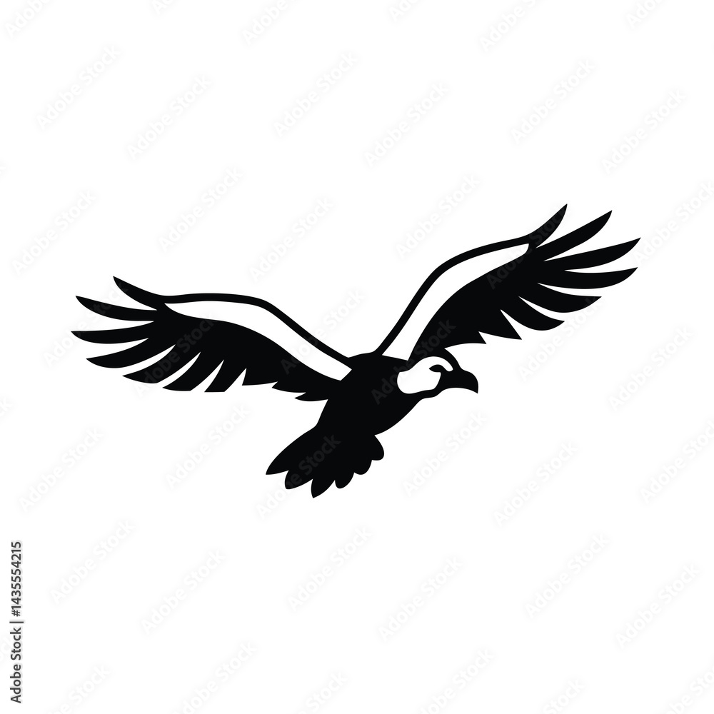 Obraz premium Vulture Flying Over Mountains Silhouette Vector Illustration