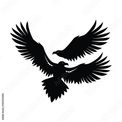 Vultures in Flight Silhouette Vector Illustration