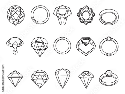 Diamond Ring line art icon minimalist jewelry drawing