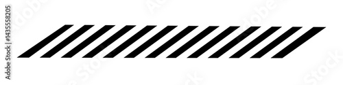 Slash lines pattern. Border with tilted parallel stripes. Embroidery ornament with slanted stitches on white background. Geometric print for caution tape or barrier.