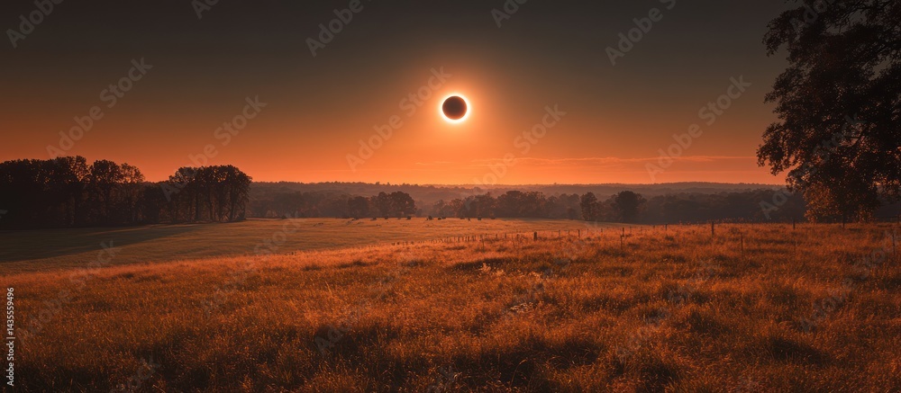 Obraz premium Total Solar Eclipse Over a Golden Field
