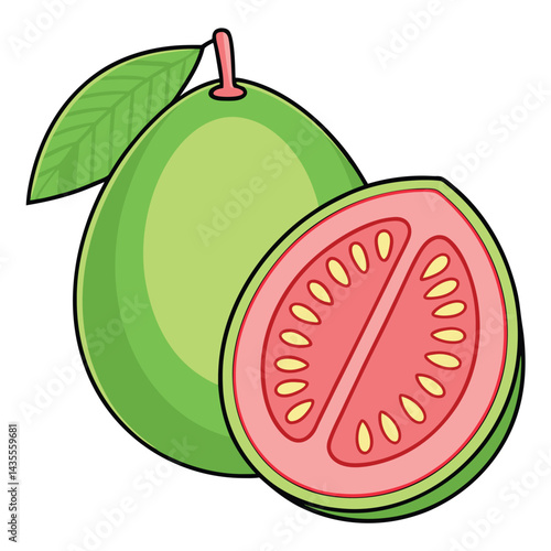 Guava fruit whole and sliced