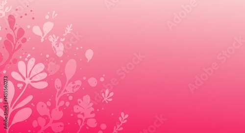 Pink Gradient Background with Floral Design Feminine and Elegant Abstract Wallpaper