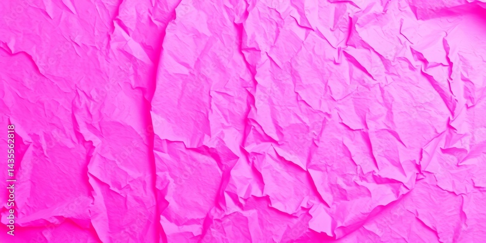 Fototapeta premium Intensely bright pink crepe paper, crinkled texture, abstract background, pattern, pink