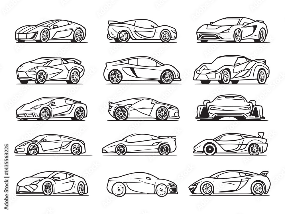 Obraz premium Exclusive Exotic Sports Car line art icon graphic