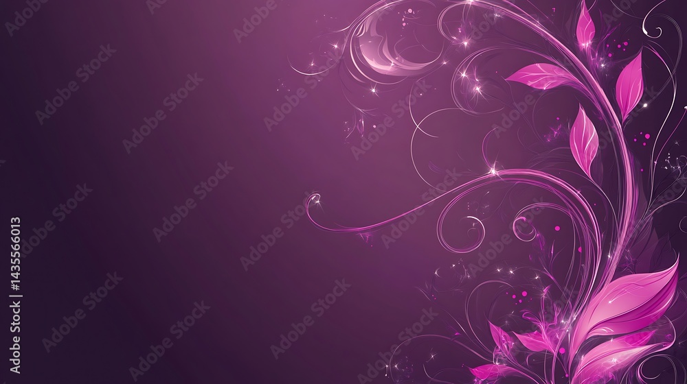Pink Floral Design with Purple Background. Pink Floral Design with Purple Background.