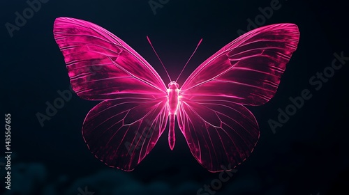 Intricate, glowing pink butterfly design against a dark backdrop.