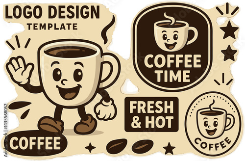 Logo design template for coffee time