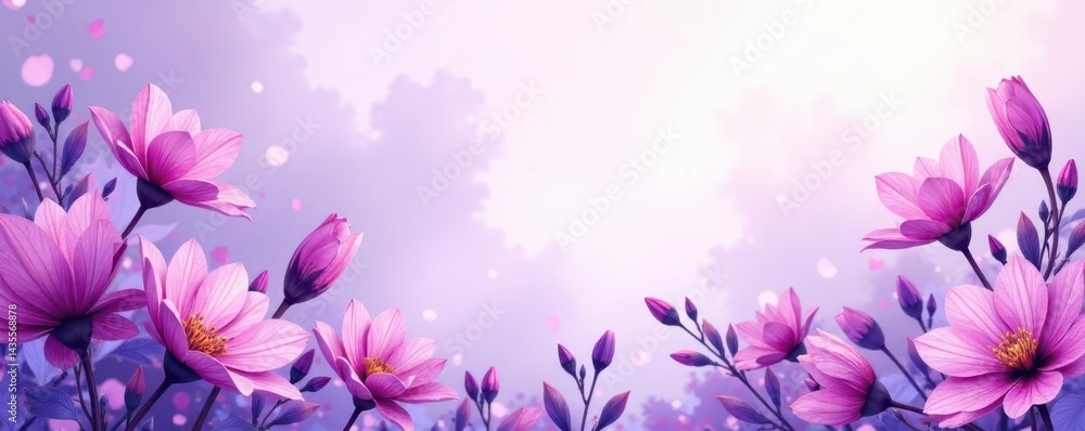Fototapeta premium Purple floral watercolor background for memorial service, loss, beautiful, design