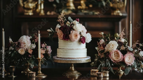 Wallpaper Mural Wedding cake table with Indian floral decor and golden accents Torontodigital.ca