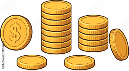 Stack of gold coins with a dollar sign on the bottom