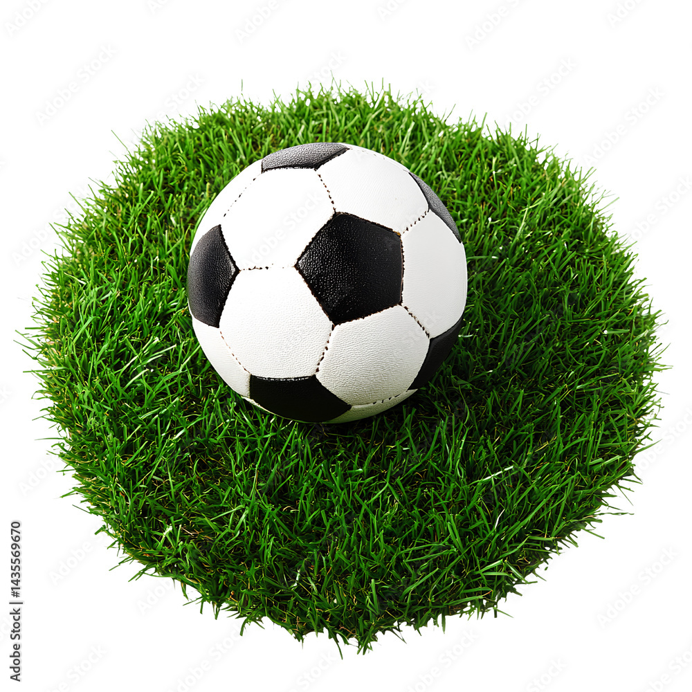 Fototapeta premium Soccer ball on the lawn, transparent background