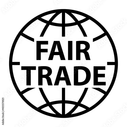 Logo con texto Fair Tradel en globo terráqueo con líneas 