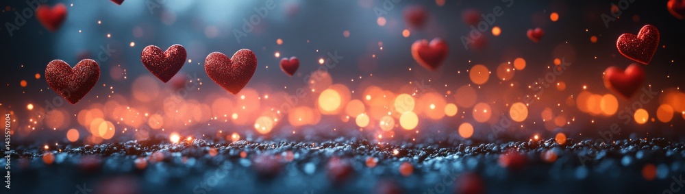 Floating hearts in a romantic, soft-focus background. Floating hearts in a romantic, soft-focus background.