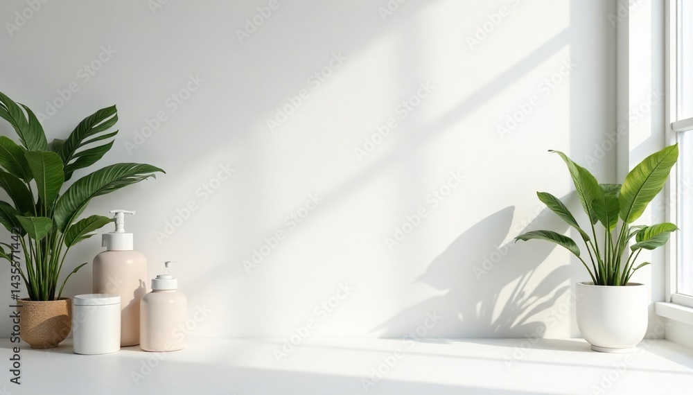 Clean, minimalist white backdrop for product display, scene, smooth, template Clean, minimalist white backdrop for product display, scene, smooth, template