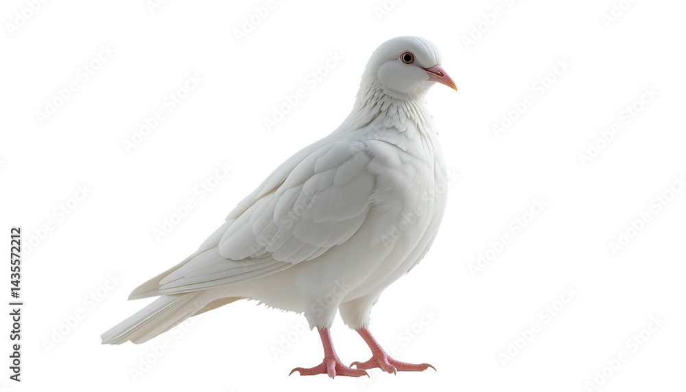 Obraz premium Close up of a white dove isolated on transparent background 