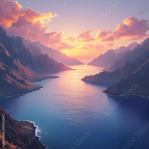 illustration of a sea view at dusk