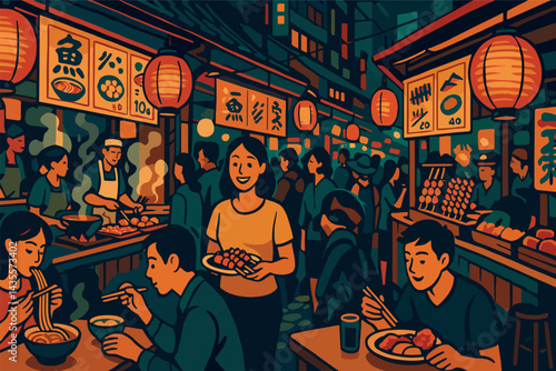 Woman is holding a plate of food and smiling