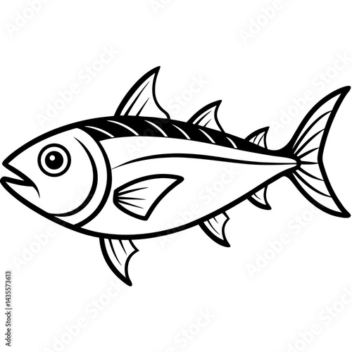 Minimal Bonito Fish Vector on White