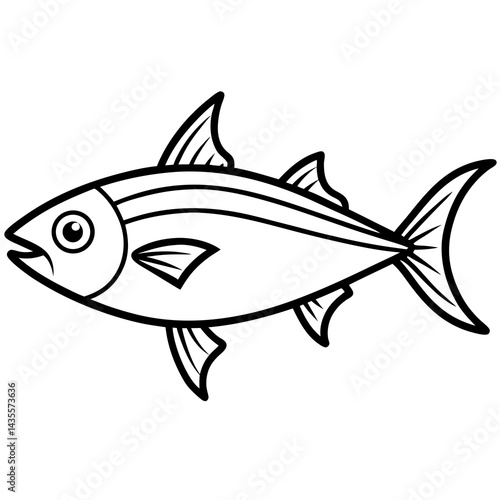 Minimal Bonito Fish Vector on White