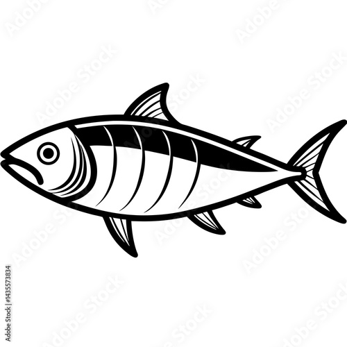 Minimal Bonito Fish Vector on White