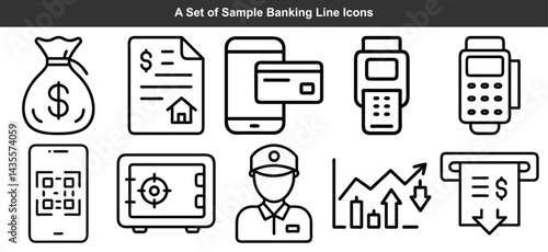 Modern Banking And Finance Icon Set Vector Illustration In Line Style