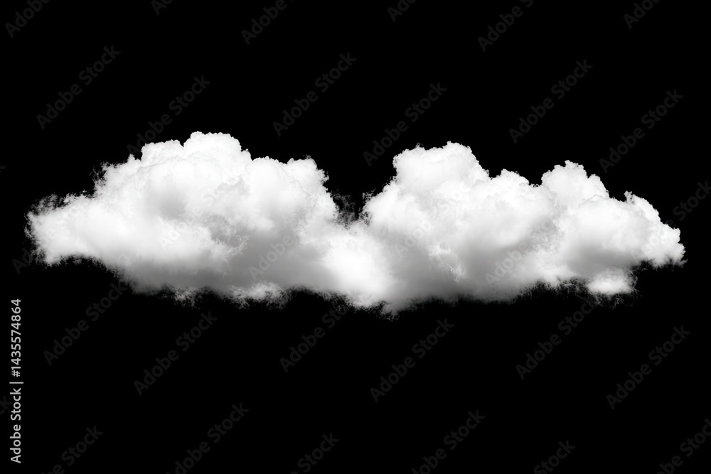 Isolated fluffy white cumulus clouds against a black background Isolated fluffy white cumulus clouds against a black background