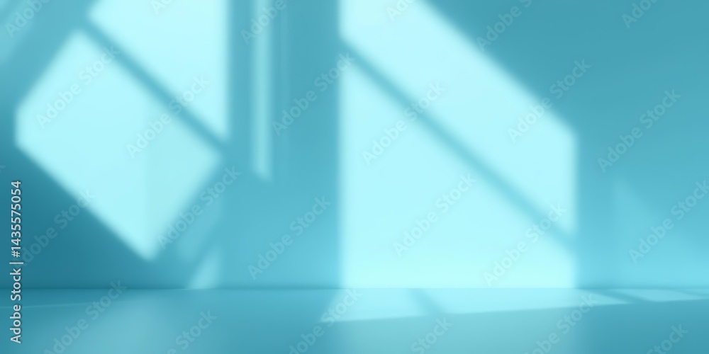 Fototapeta premium Light blue backdrop, subtle shadows, soft light highlights product , floor, presentation