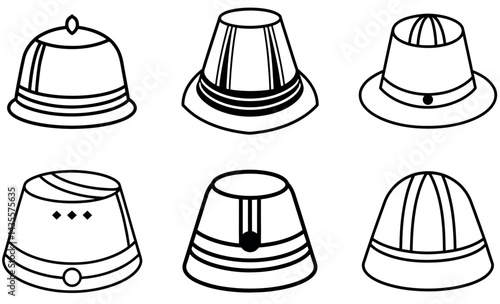 Vector Illustration of Different Types of Hats