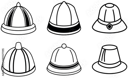 Vector Illustration of Different Types of Hats