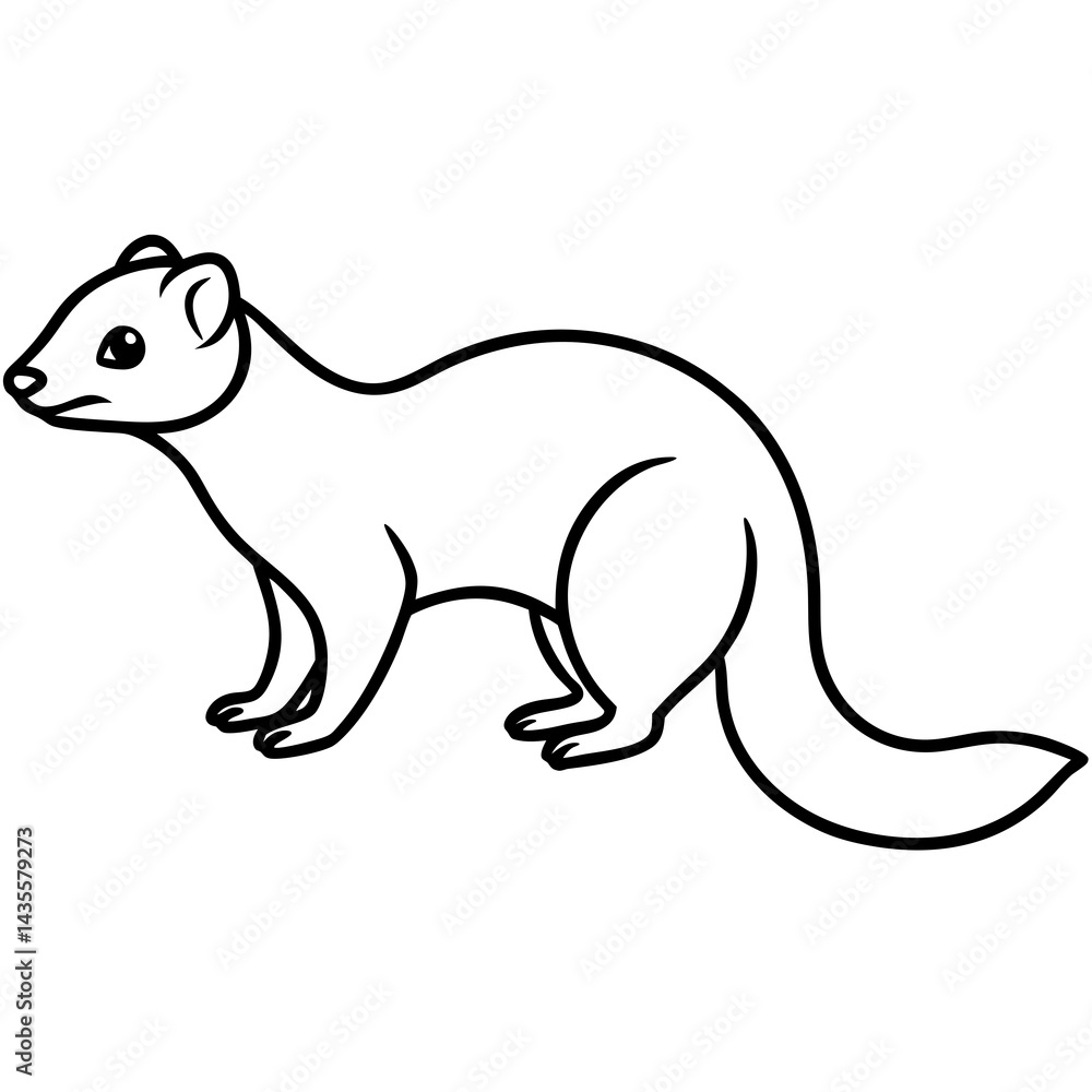 Modern Ferret Outline Art Design Modern Ferret Outline Art Design