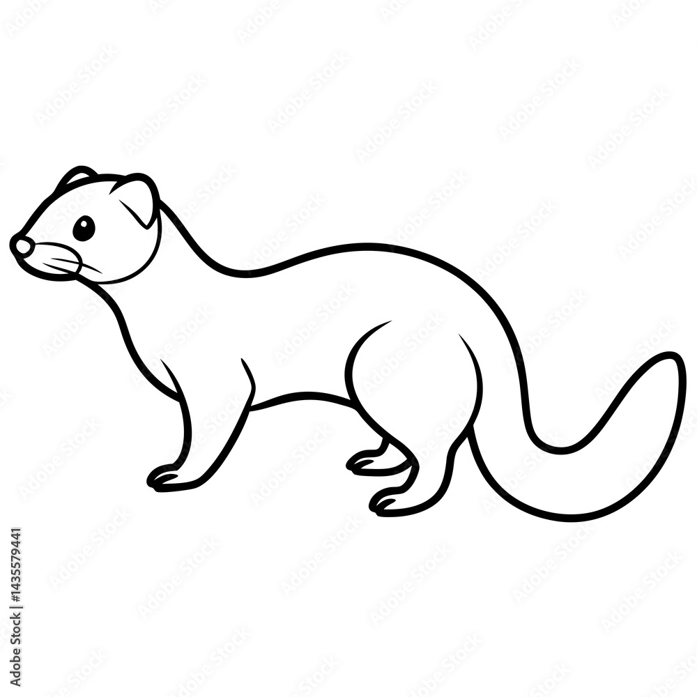Modern Ferret Outline Art Design Modern Ferret Outline Art Design