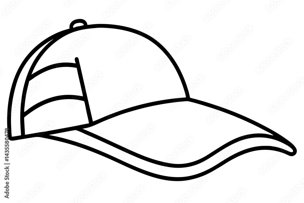 Baseball Cap With Flag Patch Line Art Vector Illustration Baseball Cap With Flag Patch Line Art Vector Illustration