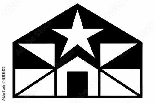 Barn Quilt Star Block Silhouette Vector Illustration