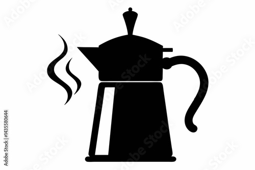 Camp Coffee Percolator With Steam Silhouette Vector Illustration