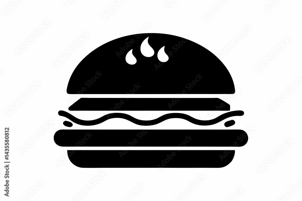 Cheeseburger Icon With Steam Silhouette Vector Illustration Cheeseburger Icon With Steam Silhouette Vector Illustration