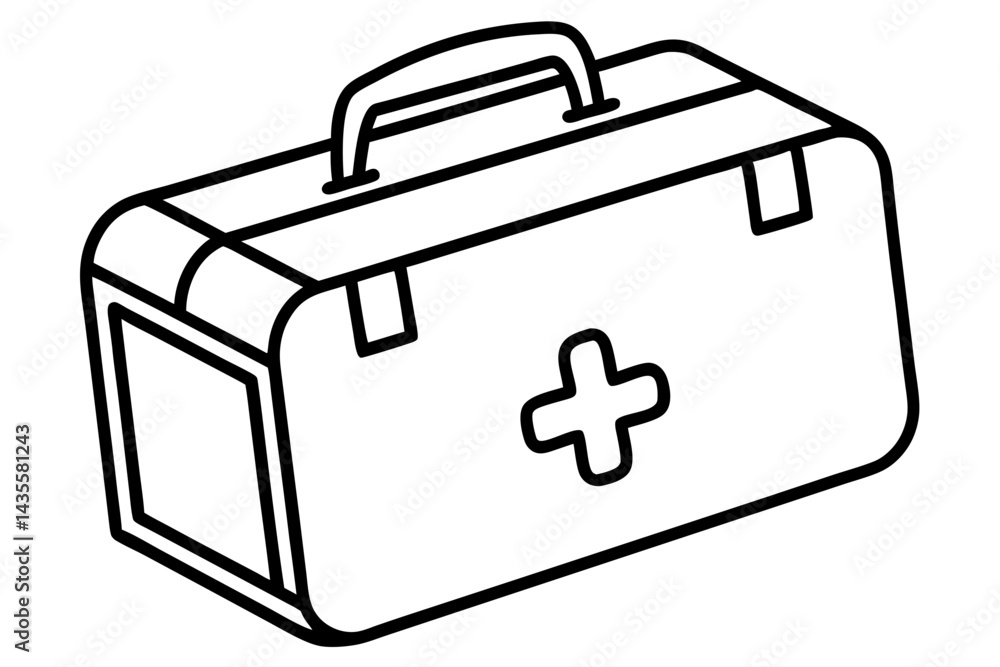 First Aid Kit Box Line Art Vector Illustration First Aid Kit Box Line Art Vector Illustration
