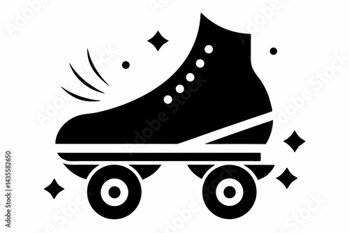 Roller Skate With Sparkles Silhouette Vector Illustration