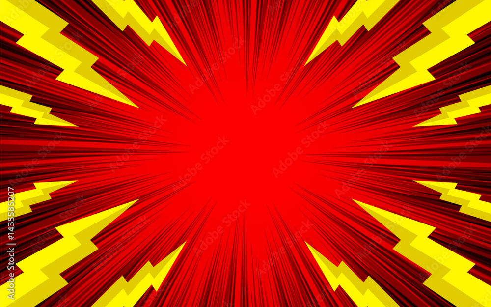 Fototapeta premium Comic background with thunder flash illustration