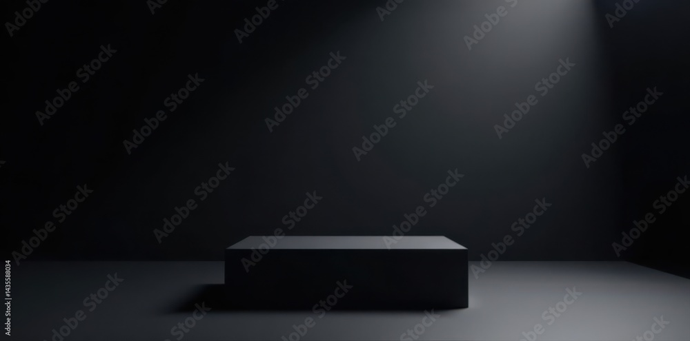 custom made wallpaper toronto digitalSleek black cube, spotlight, minimal backdrop , product display, mockup, stand
