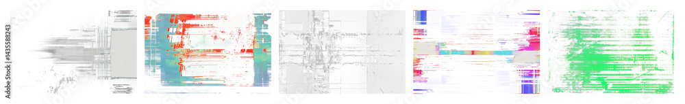 Obraz premium PNG Abstract digital glitch art, element set on transparent background
