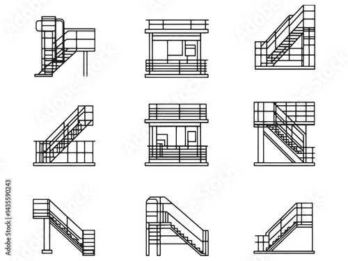 Fire Escapeland line art icon safety escape concept