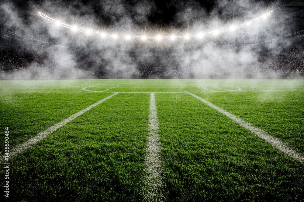 Obraz premium Empty stadium, smoky field